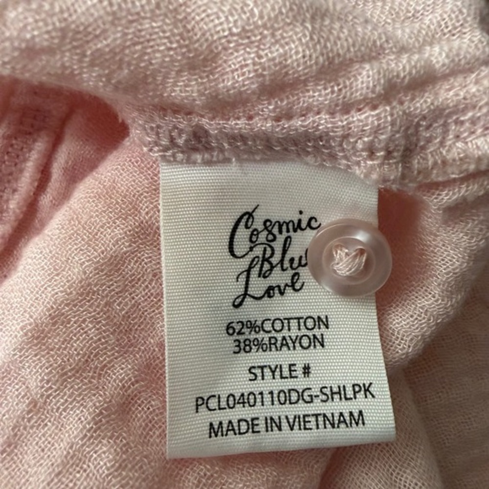 Cosmic Blue Love Seashell Pink Double Gauze Button Down Shirt XXL NWT - Picture 9 of 9